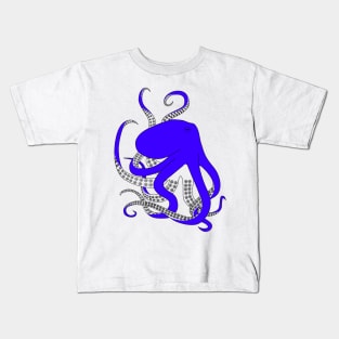 Blue Octopus, hand drawn illustration Kids T-Shirt